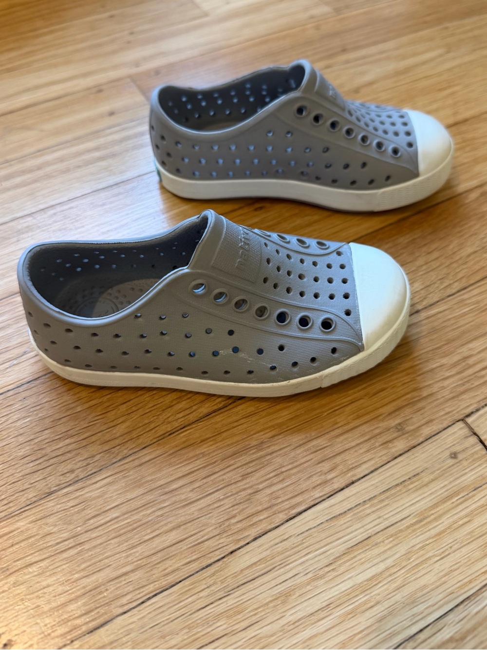 Native Shoes Kids Grey Slip-On Perforated Sneakers- size 8C